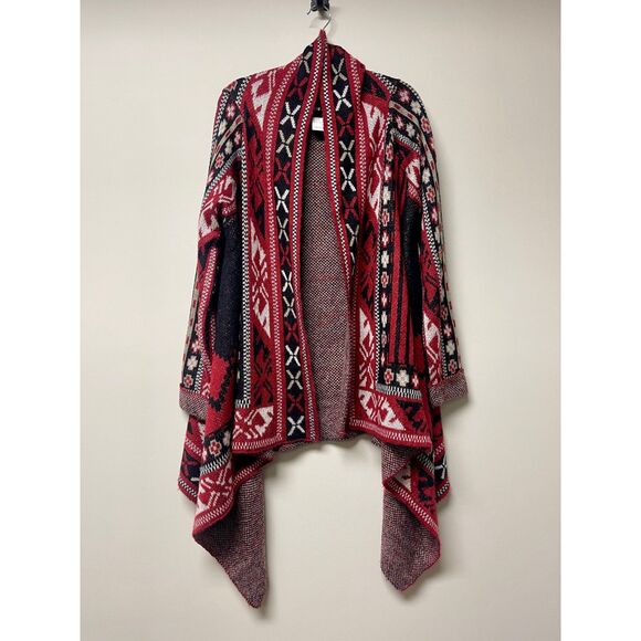 I JEANS BY BUFFALO Red/Black/White Open Cardigan Sweater, Naveah, Sz L - Picture 2 of 7